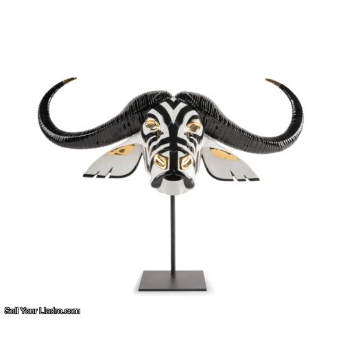 Lladro Buffalo mask (black-gold) Sculpture 01009594