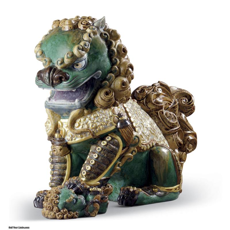 Lladro Oriental Lioness Sculpture. Green. Limited Edition 01001986