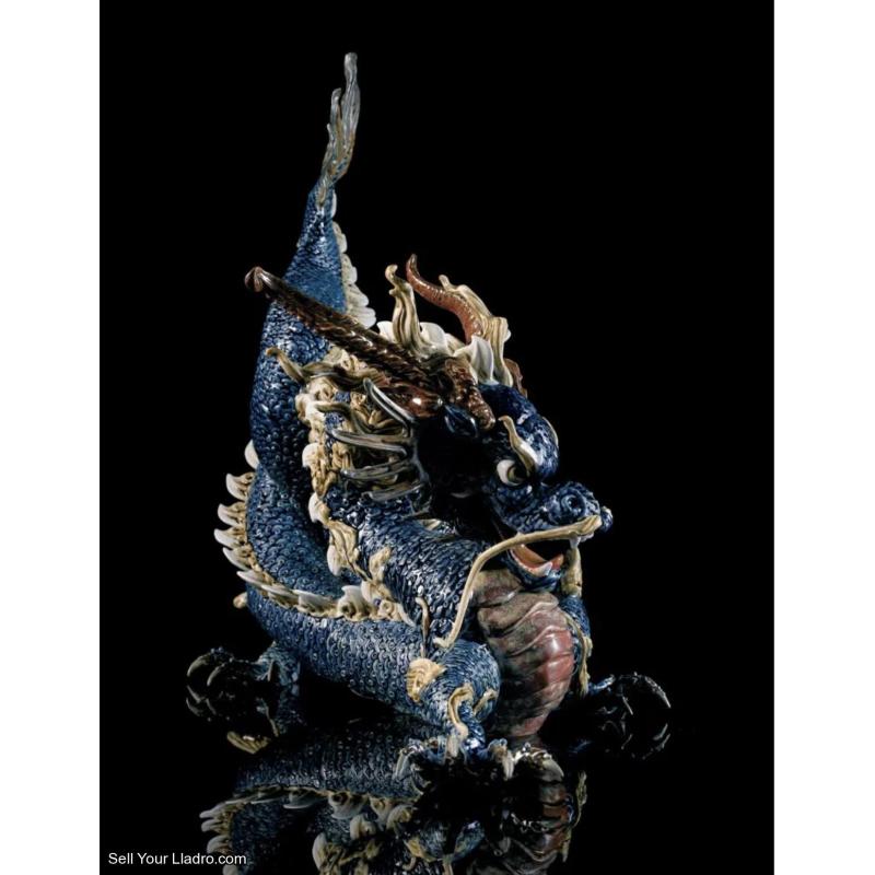 Great Dragon Sculpture Blue enamel Limited Edition 01001935