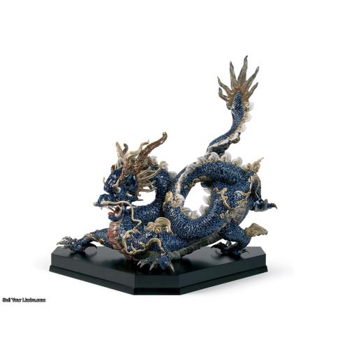 Great Dragon Sculpture Blue enamel Limited Edition 01001935