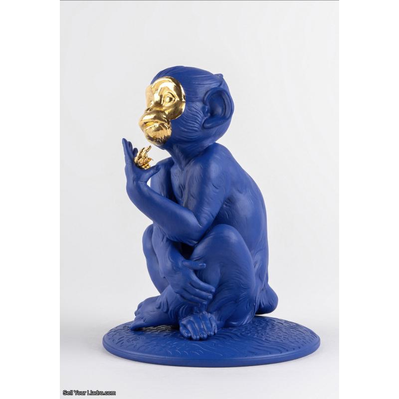 Lladro Little monkey (blue-gold). Limited Edition 01009548