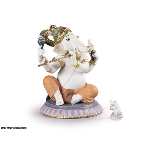 Lladro Bansuri Ganesha Figurine. Limited Edition 01007182