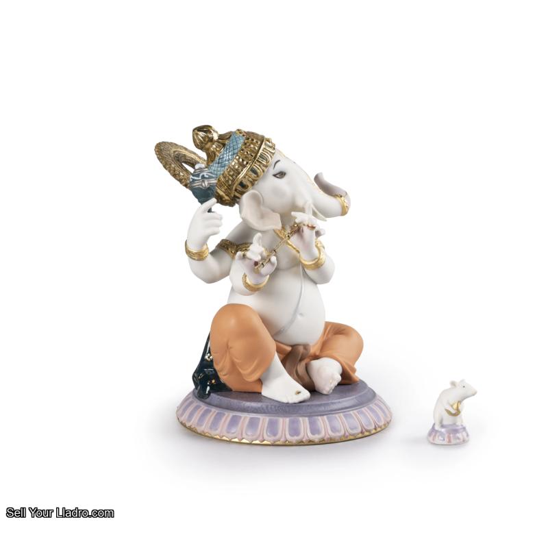 Lladro Bansuri Ganesha Figurine. Limited Edition 01007182
