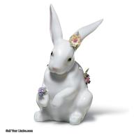 Lladro Sitting Bunny with Flowers Figurine 01006100