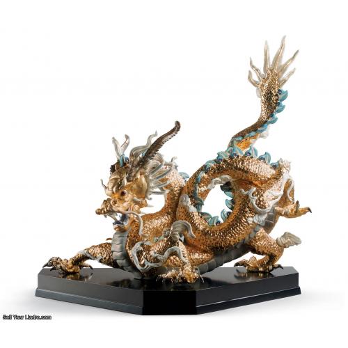 Great Dragon Sculpture. Limited Edition. Golden Lustre 01001973