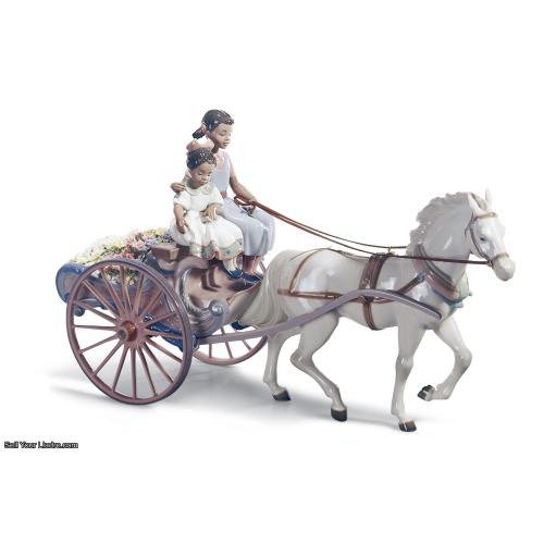 Lladro Flower Wagon Children Sculpture. Limited Edition 01001784
