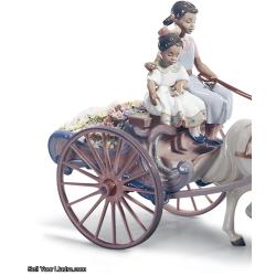 Lladro Flower Wagon Children Sculpture. Limited Edition 01001784