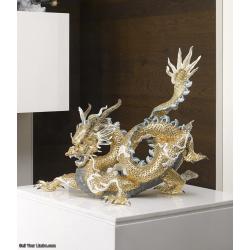 Lladro Great Dragon Sculpture. Limited Edition. Golden Lustre 01001973