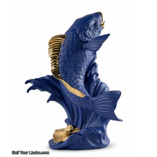 Lladro Koi Sculpture Blue Gold Limited Edition 01009579