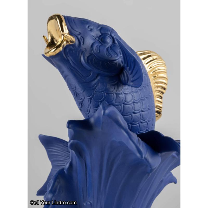 Lladro Koi Sculpture Blue Gold Limited Edition 01009579