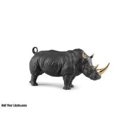 Lladro Rhino (black-gold) Sculpture. Limited Edition SKU 01009595