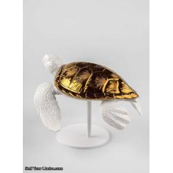Lladro Sea Turtle II (white - copper) Sculpture 01009597