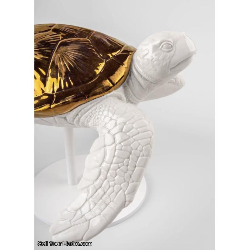Lladro Sea Turtle II (white - copper) Sculpture 01009597