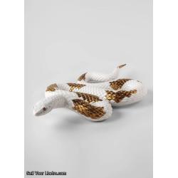 Lladro Snake Sculpture White Copper 01009683