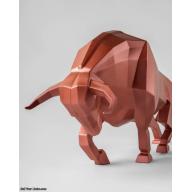 Lladro Bull Sculpture. Metallic red 01009729