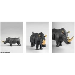 Lladro Rhino (black-gold) Sculpture. Limited Edition 01009595